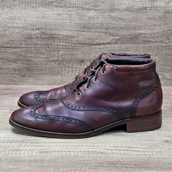 Cole Haan Liam Chukka II Men's Sz 10.5M Brown Leather Wingtip Ankle Boots C11053 - Picture 3 of 9